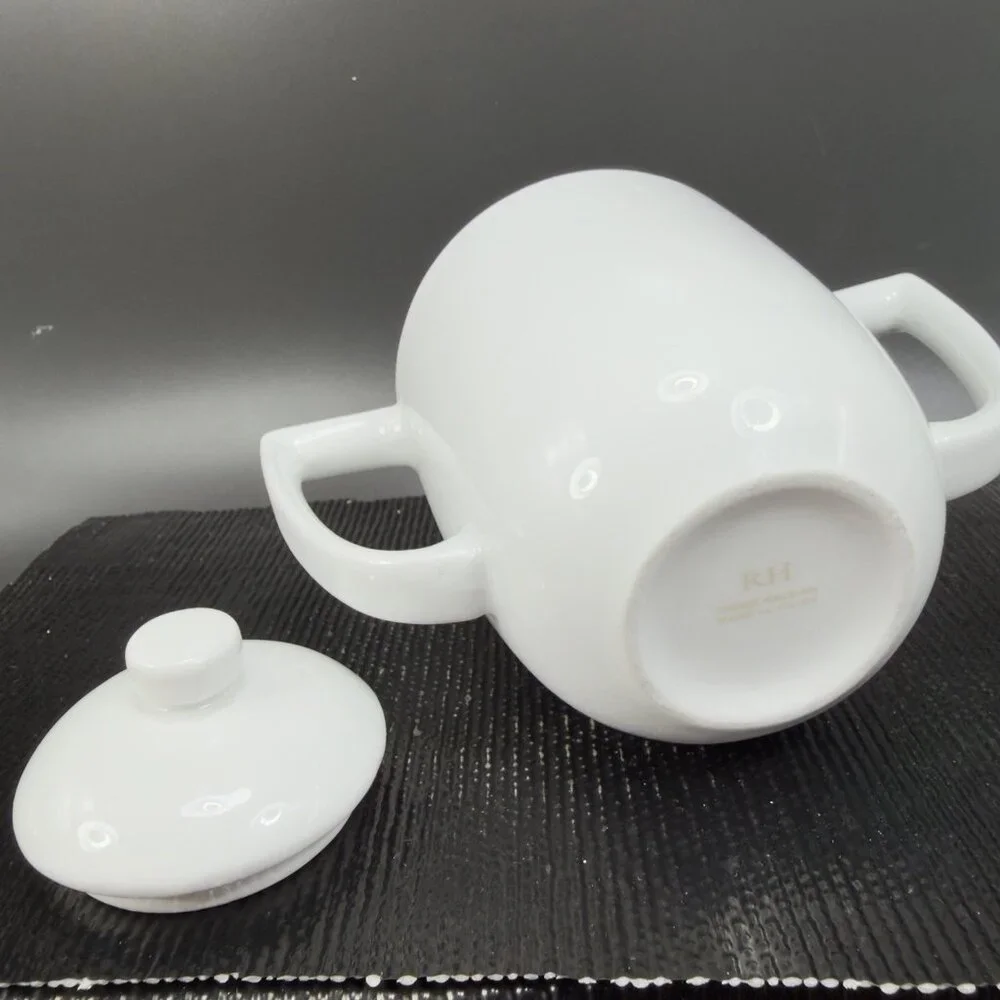 Restoration Hardware RH‎ Sugar Bowl Container White Porcelain With Lid Ceramic